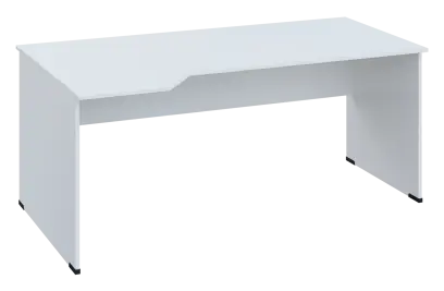 EZL 28 - 184 stůl kancelářský, rohový, levý, dřevěná podnož, deska 25 mm, široký 1800 mm, bílá